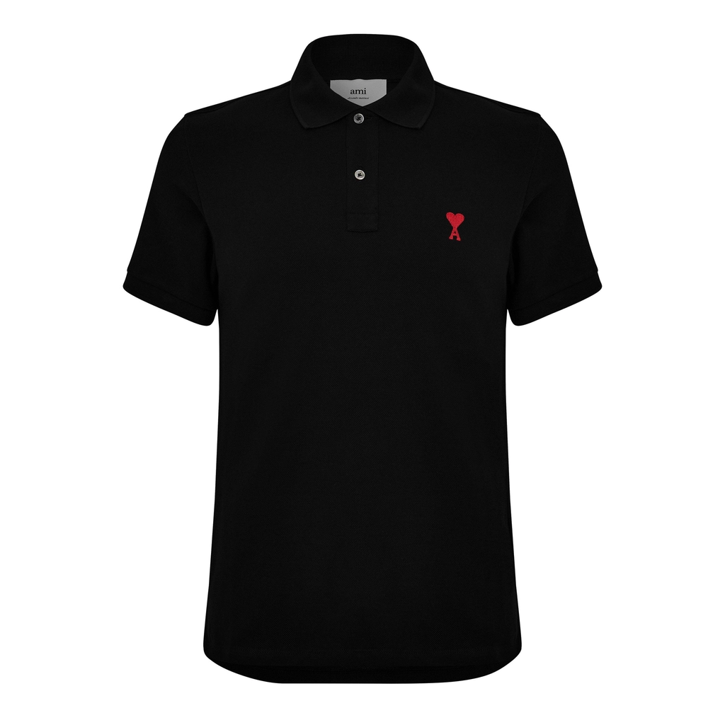 AMI Paris De Coeur Polo Shirt - Black